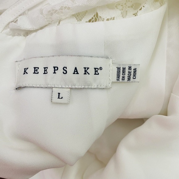 Keepsake Women's High Neck Mini White Lace Sheath Cutout Back Dress Size Large - Picture 9 of 10